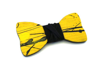 papillon legno Gigetto farfallino action painting giallo nero